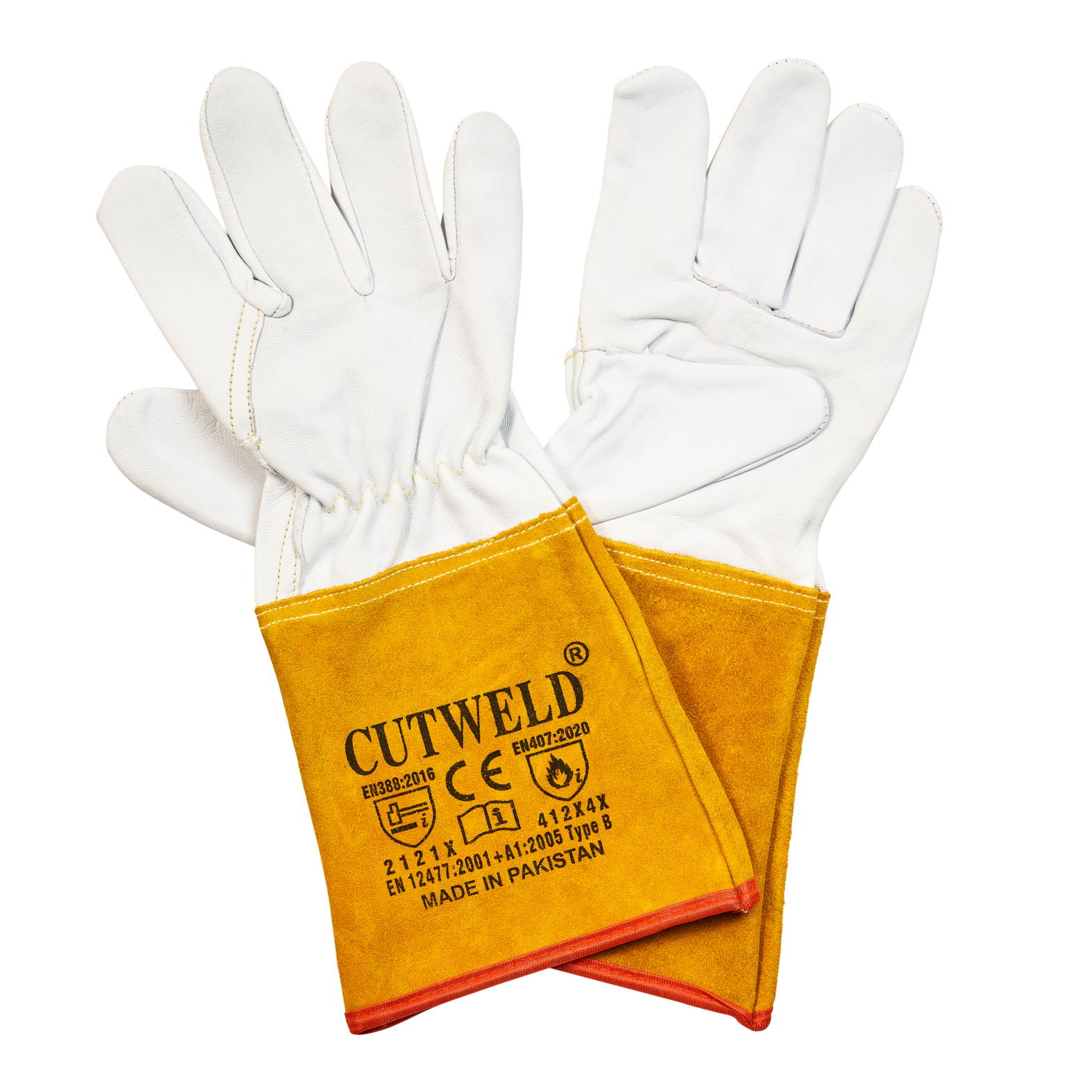 GUANTES DE CUERO PARA TIG MANGA AMARILLA 14″ H-825-Y CUTWELD